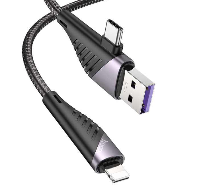 Hoco U95 Freeway PD 2-In-1 USB/Type-C to Lightning Charging Data Cable (Black)-29 - ICT.com.mm