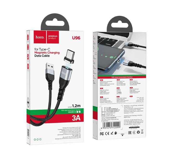 Hoco U96 Traveller USB To Type-C Magnetic Charging Data Cable (Black)-29 - ICT.com.mm