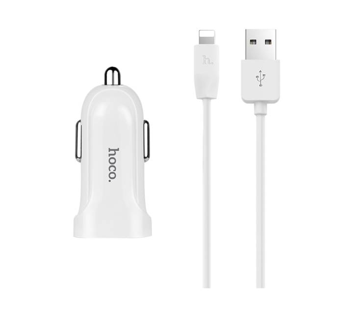 Hoco Z2 Single USB Sets With Lightning Cable Car Charger (White) - ICT.com.mm