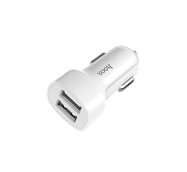 Hoco Z2A Dual USB Sets With Lightning Cable Car Charger (White), Car Chargers, Hoco - ICT.com.mm