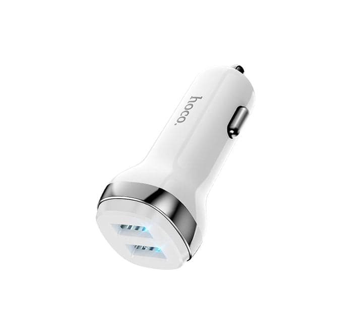 Hoco Z40 Superior Dual Port Car Charger Set with Lightning Cable (White)-29 - ICT.com.mm