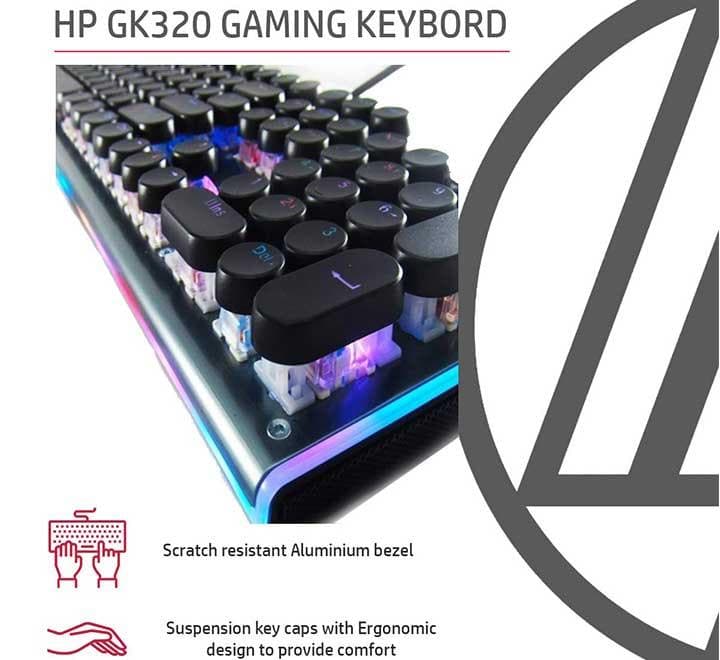 HP GK600YS RGB Backlit Wired Gaming Keyboard (Black)-5, Gaming Keyboards, HP - ICT.com.mm
