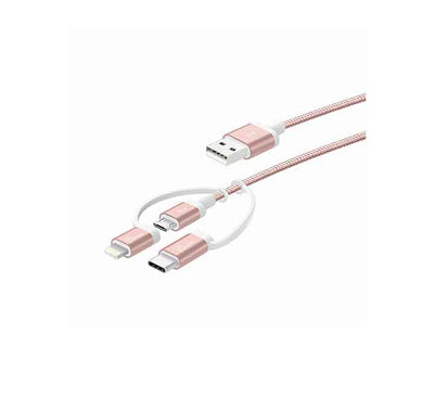 j5create JMLC11R 3-in1 Micro-USB Cable with Lightning & Type-C Adapter (Rose Gold), Lightning Cables, j5create - ICT.com.mm