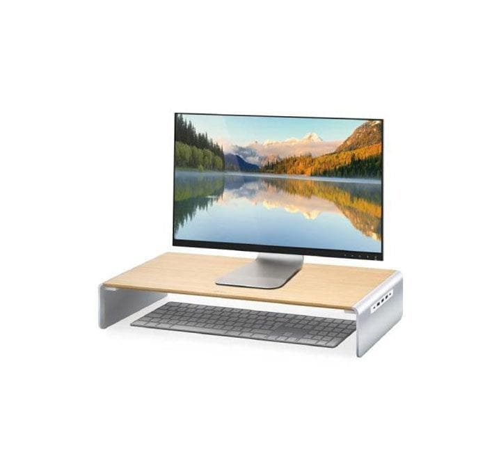 j5create JCT425 Wood Monitor Stand with Docking Station, Laptop Accessories, j5create - ICT.com.mm