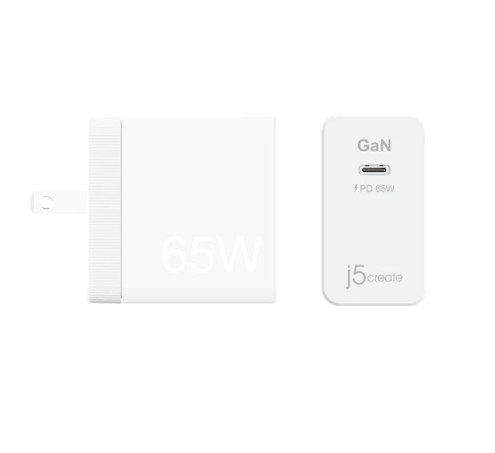 j5create JUP1365 65W GaN PD USB-C Mini Charger (White), Adapter & Charger - Mobile, j5create - ICT.com.mm