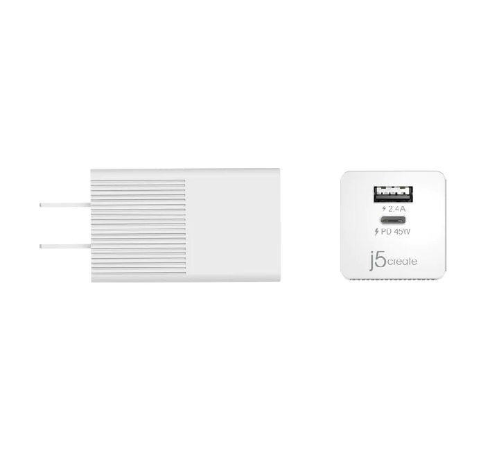 j5create JUP2445 45W PD USB-C Mini Charger (White), Adapter & Charger - Mobile, j5create - ICT.com.mm