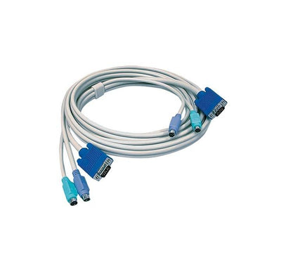 TRENDnet TK-C10 10-foot USB KVM cable loop layout showing the long single black trunk line dividing into individual color-coded VGA, USB, and audio connectors.