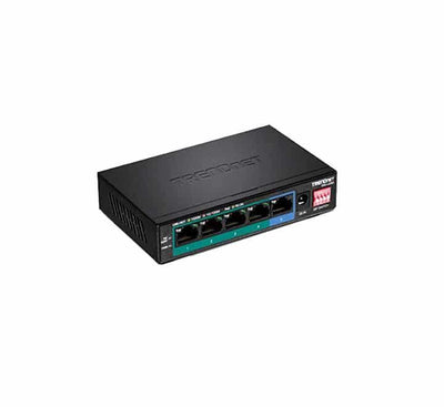 Detailed profile look at the hardware toggle DIP switch used to activate the 250m long-range mode on the TRENDnet TPE-LG50.