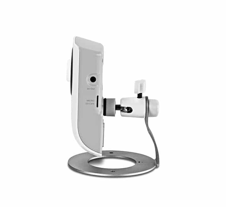 TRENDnet TV-IP572WI product kit including the wireless IP camera, mounting bracket base, utility disc, power adapter, and network cable.
