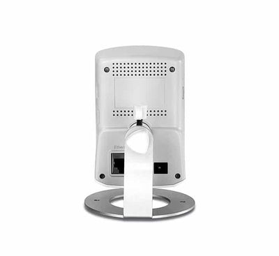 Rear side of the TRENDnet TV-IP572WI camera showing the WPS connection button, MicroSD card slot, 3.5mm audio jack, and power input.